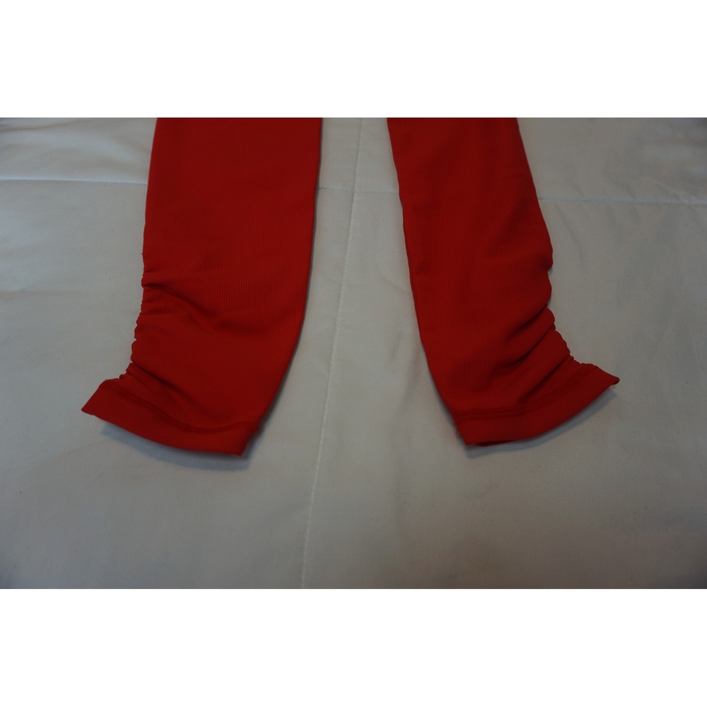Wilo The Label Fire Red Ribbed Activewear Set XS Tank Top and Ruched Leggings - Picture 7 of 9